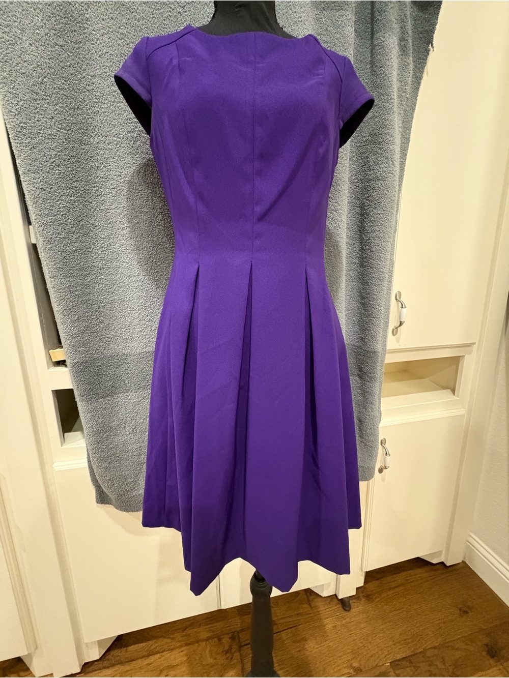 Ronni Nicole Purple Cap-Sleeve Fit & Flare Midi Dress